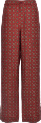 Bordeaux Silk Casual Pants