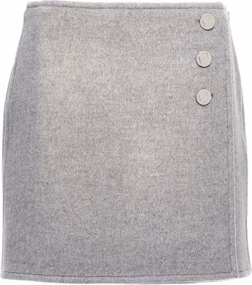 Gray Wool Long Skirt