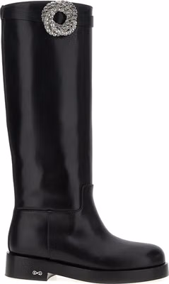 Black Calfskin Over The Knee