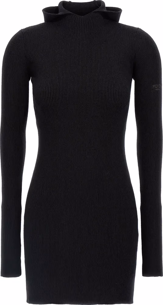 Fendi Black Wool Short Dress