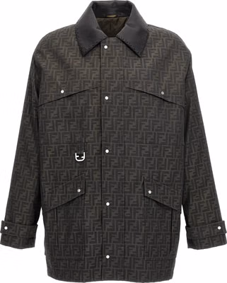 Brown Polyester Full-Length Jacket