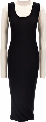 Bicolor Wool Midi Dress