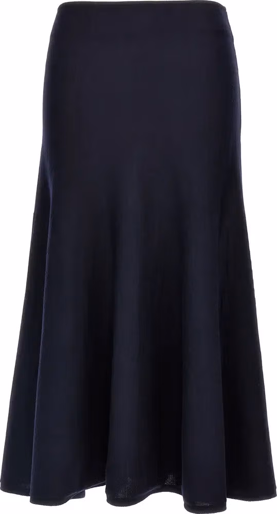 Khaite Blue Wool Midi Skirt