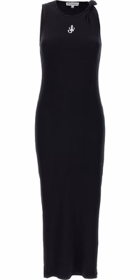Black Cotton Midi Dress