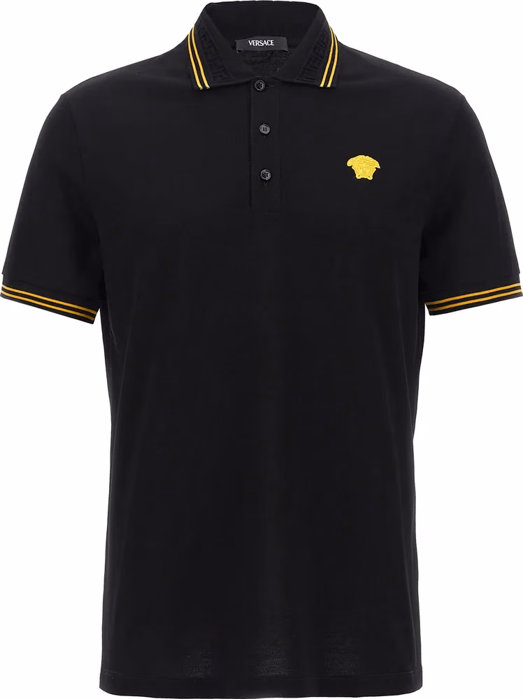 Versace Black Cotton Polo Shirt