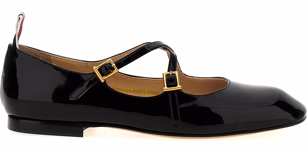 Thom Browne Black Lamb Leather Ballet Flats