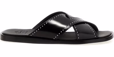 Black Calf Leather Bos Taurus Slides