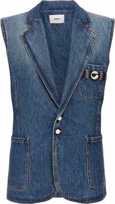 Blue Cotton Sleeveless Jacket