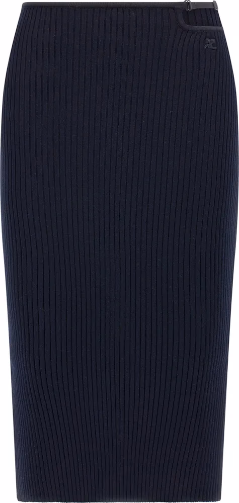 Courrèges Blue Viscose Midi Skirt