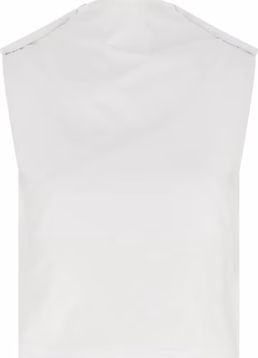 White Cotton Sleeveles T-Shirt