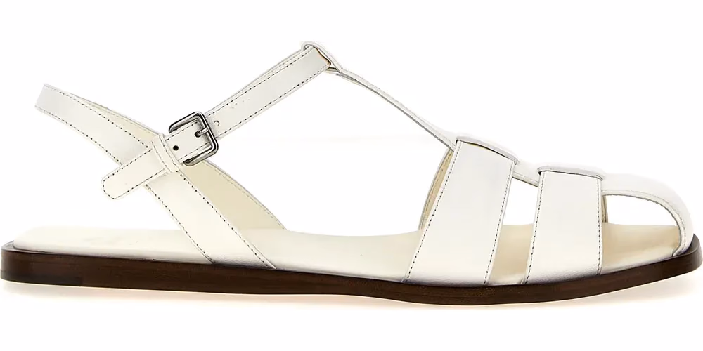 Church's White Lamb Leather Flat Sandals