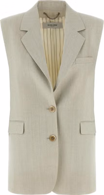 Beige Virgin Wool Sleeveless Jacket