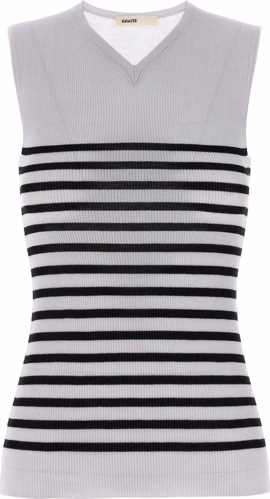 Khaite Bicolor Wool Sleeveles T-Shirt