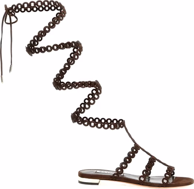 Brown Goatskin Flat Sandals