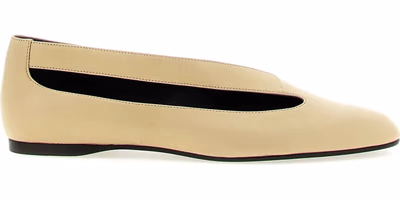 Beige Lamb Leather Ballet Flats