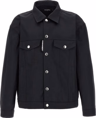 Black Polyester Full-Length Jacket