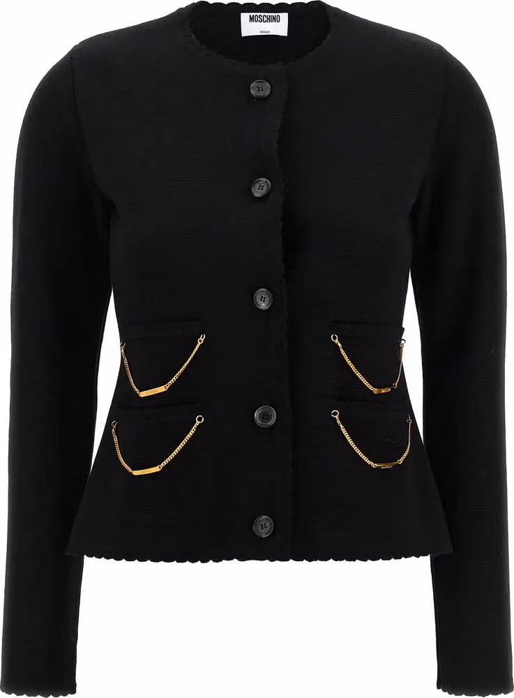 Moschino Black Virgin Wool Cardigan