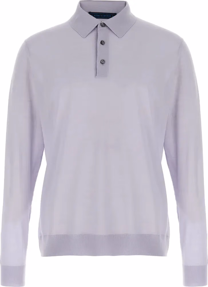 Kiton Blue Wool Polo Shirt