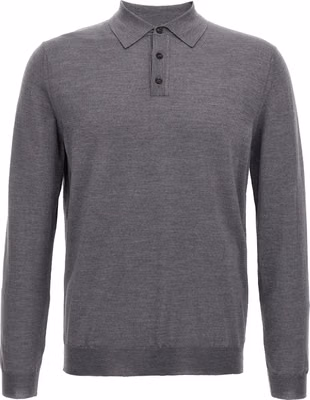Gray Virgin Wool Polo Shirt