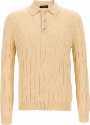 Beige Virgin Wool Polo Shirt