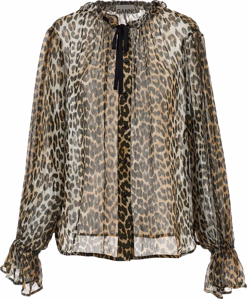 Ganni Brown Viscose Blouse