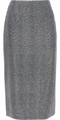 Gray Silk Midi Skirt