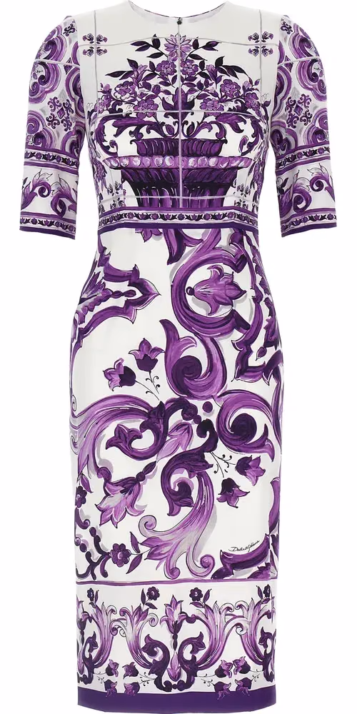 Dolce & Gabbana Purple Silk Midi Dress