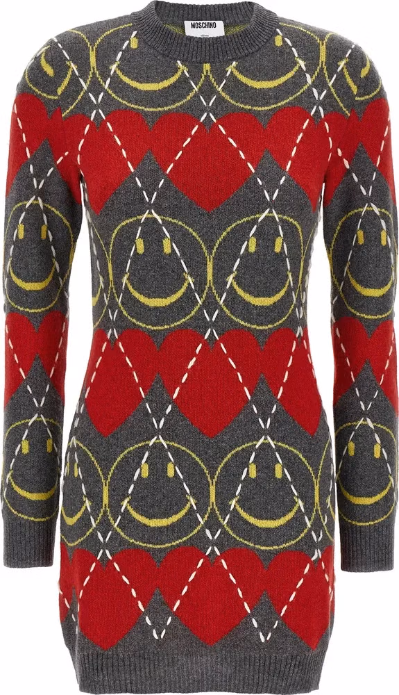 Moschino Multicolor Wool Short Dress