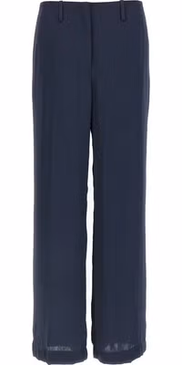 Blue Polyester Casual Pants
