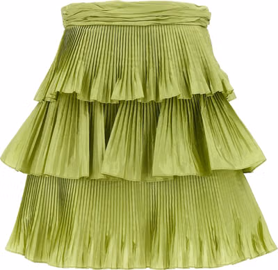 Bicolor Silk Long Skirt