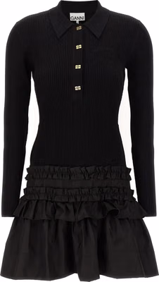 Black Viscose Short Dress