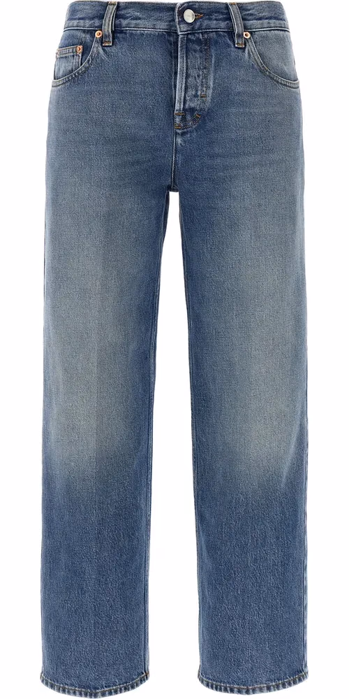 Gucci Blue Cotton Straight-Leg Jeans