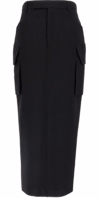 Black Wool Midi Skirt