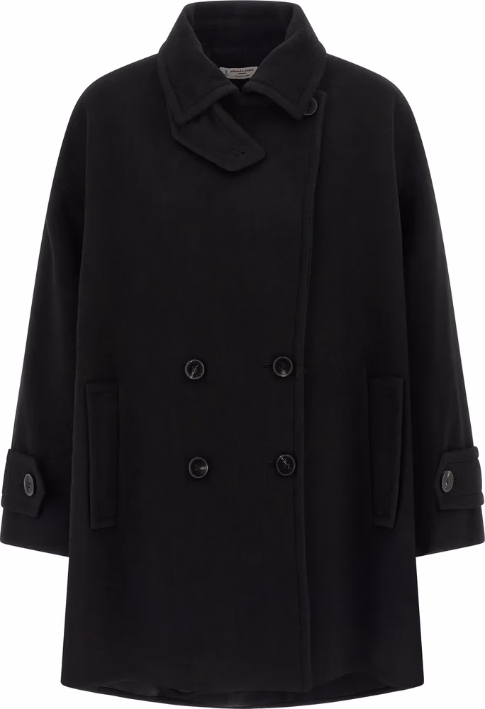 Alberto Biani Black Virgin Wool Coat
