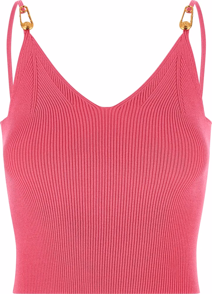 Versace Fuchsia Viscose Sleeveles T-Shirt