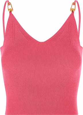 Fuchsia Viscose Sleeveles T-Shirt