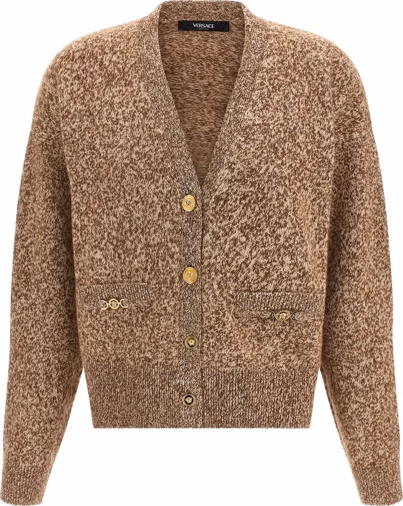 Versace Beige Virgin Wool Cardigan