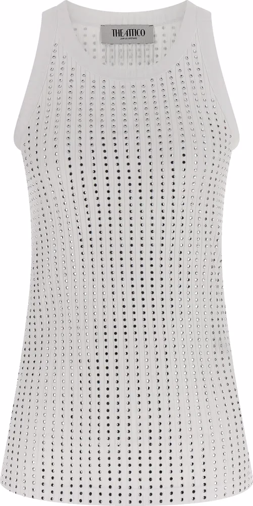The Attico White Cotton Sleeveles T-Shirt