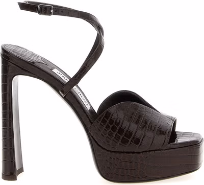 Brown Leather Stiletto Heel Sandals
