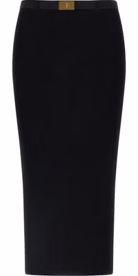 Black Viscose Midi Skirt