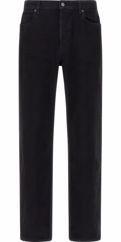 Saint Laurent Black Cotton Straight-Leg Jeans