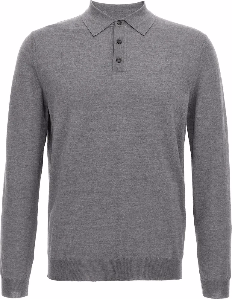 ZANONE Gray Cashmere Polo Shirt