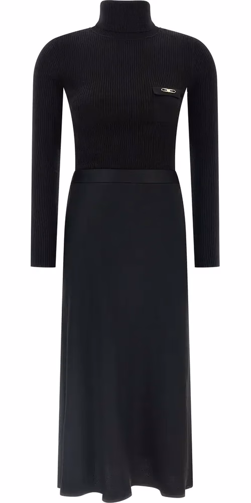 Elisabetta Franchi Black Lycra Midi Dress