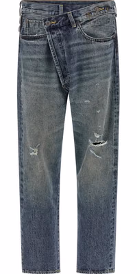Blue Cotton Straight-Leg Jeans