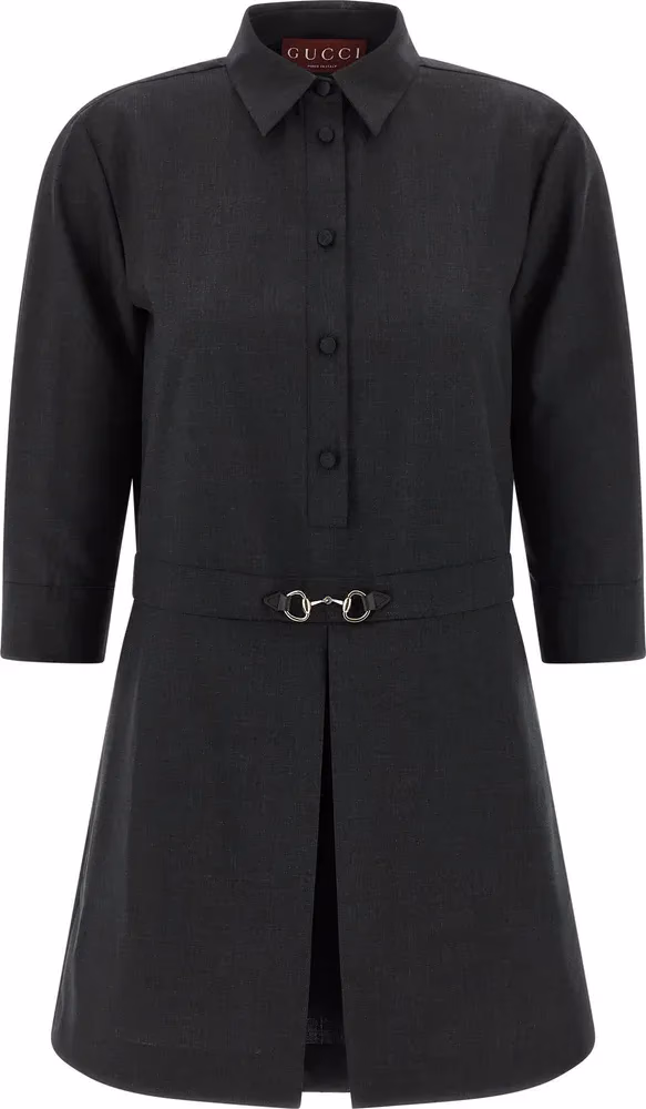 Gucci Gray Wool Short Dress