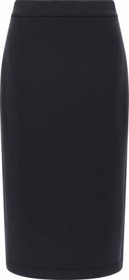 Black Polyester Midi Skirt