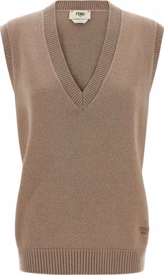 Beige Cashmere Sleeveless Jacket