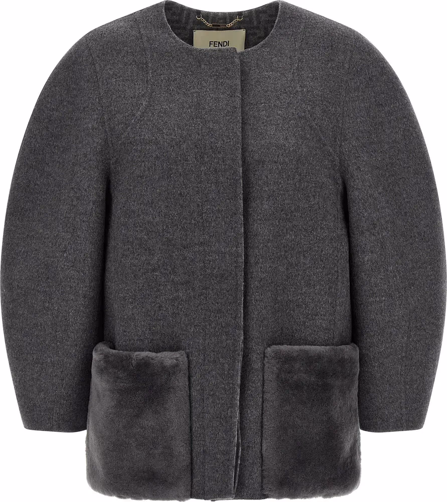 Fendi Gray Virgin Wool Coat