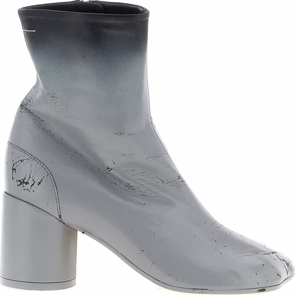 MM6 Maison Margiela Gray Lambskin Ankle Boots