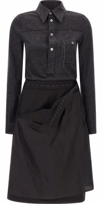 Gray Virgin Wool Midi Dress